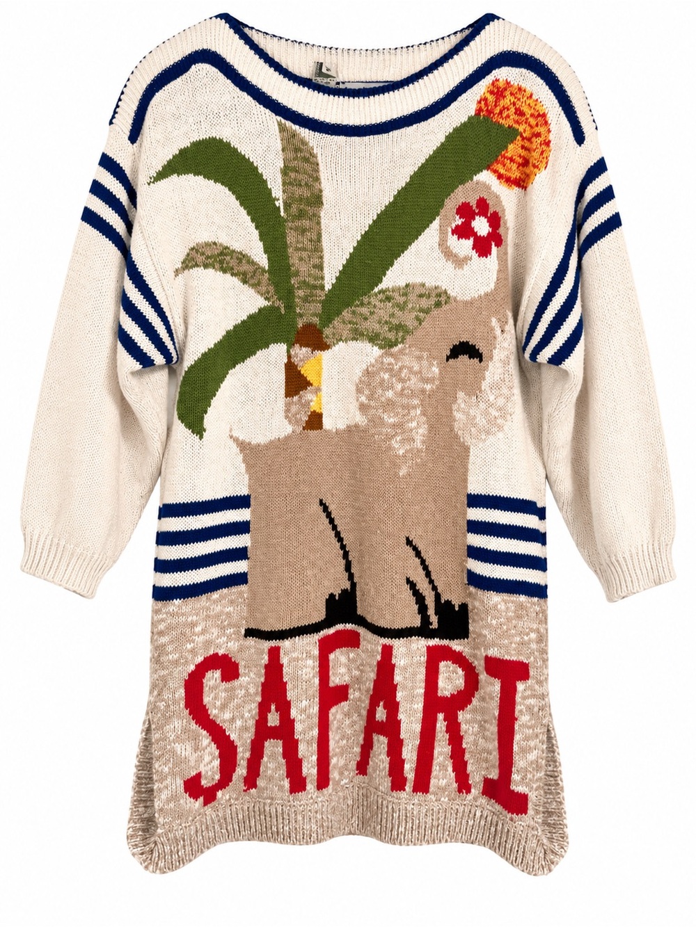 Vintage Tony Lambert Safari Sweater Tunic – Elephant & Palm Tree | SZ MD